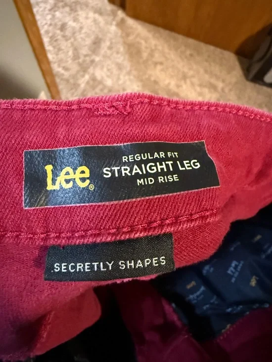 Lee Raspberry Red Button-Accent Pants - Picture 5 of 6